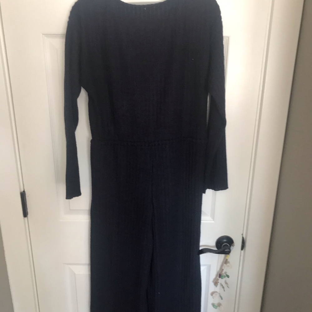 Saylor Navy Blue Ribbed Knit Long Sleeve Jumpsuit - Picture 8 of 8